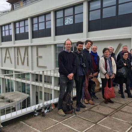 Docomomo France sur le toit de l'usine Mame à Tours